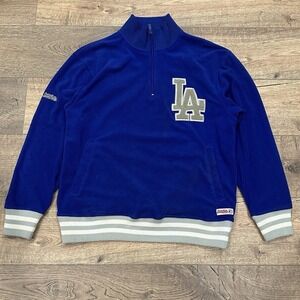 LA Dodgers Pullover Quarter Zip Long Sleeve Fleece Men's Size Medium Stitches